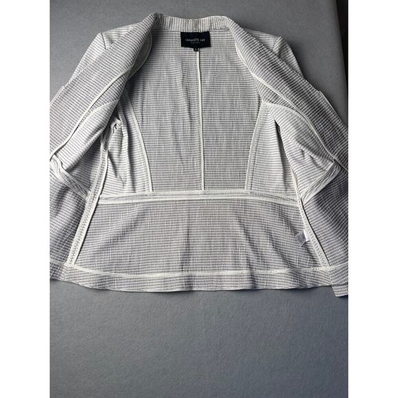 Lafayette 148 B&W textured stitched double zipper coat, Size 12 - Picture 4 of 6